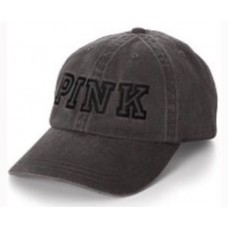 NWT Victoria&apos;s Secret PINK Washed Baseball Cap Hat Black Gray Logo NEW w/ tags  eb-12946247